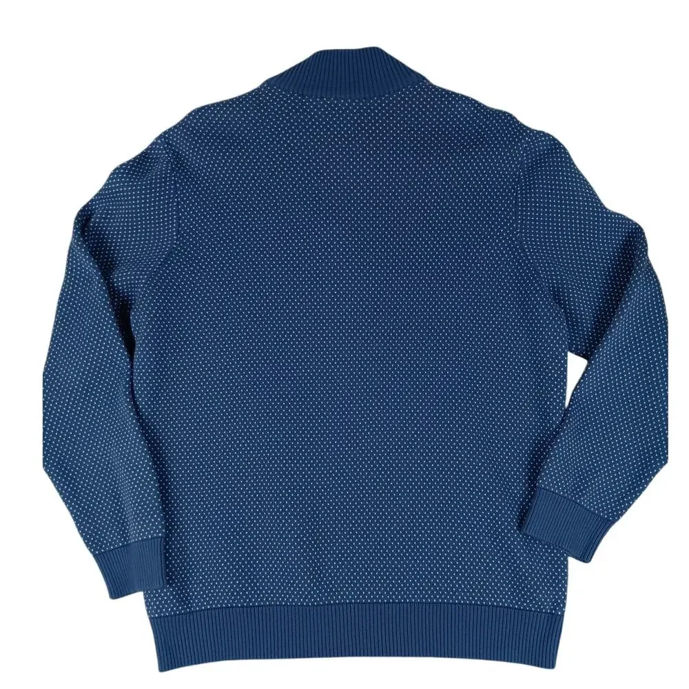 Vineyard Vines Quarter Zip Knit Sweater Mens‎ Large Blue Repeating Anchors